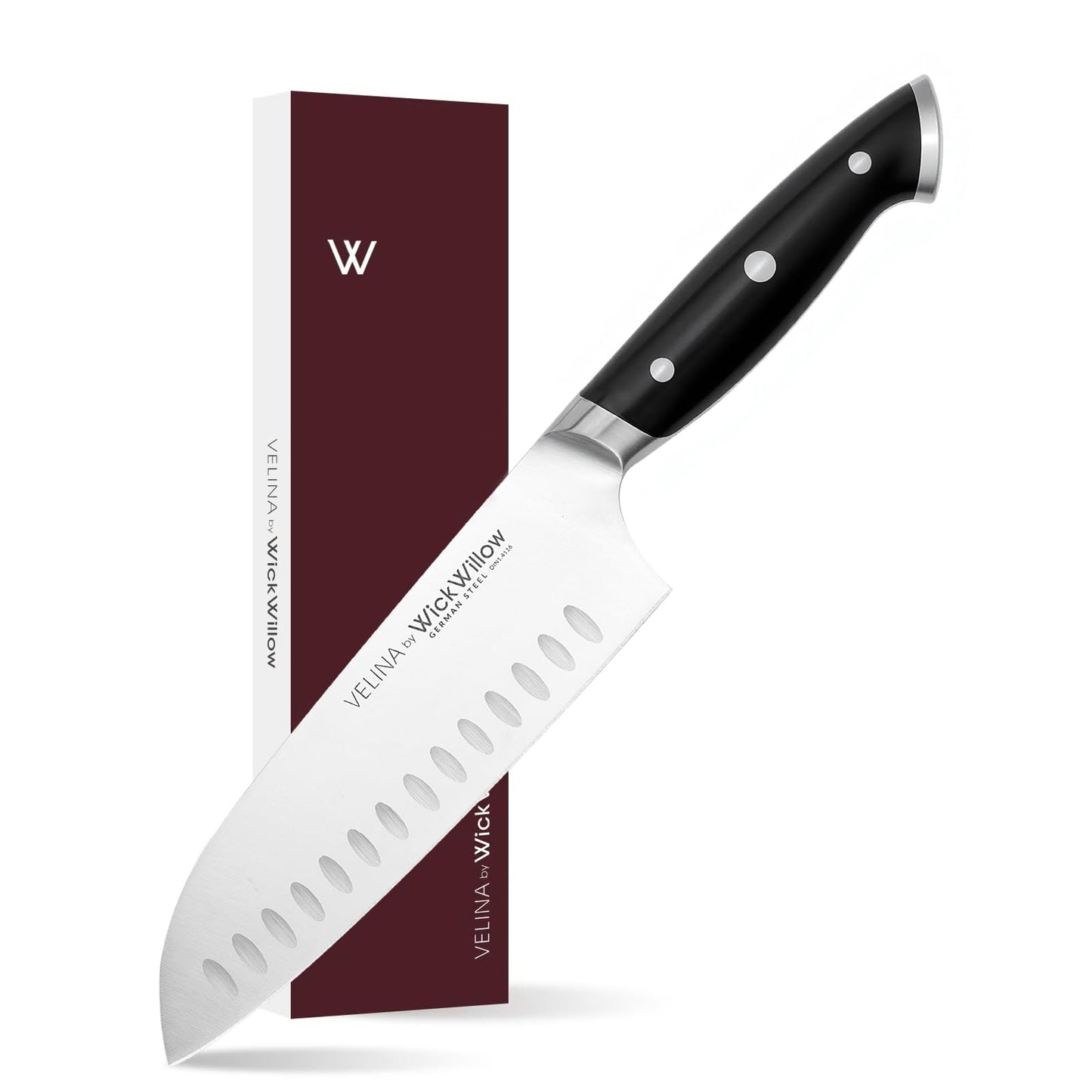 WICKWILLOW 7” Santoku Knife – Sharp Forged German Steel Kitchen Knife