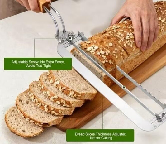 2026 Upgrade Adjustable Bread Knife, Bread Slicer for Homemade & Sourdough Loaves, Razor-Sharp Cutter for Crusty Sourdough & Baguette with Precision Thickness Guide, Best for Bakers (Yellow)