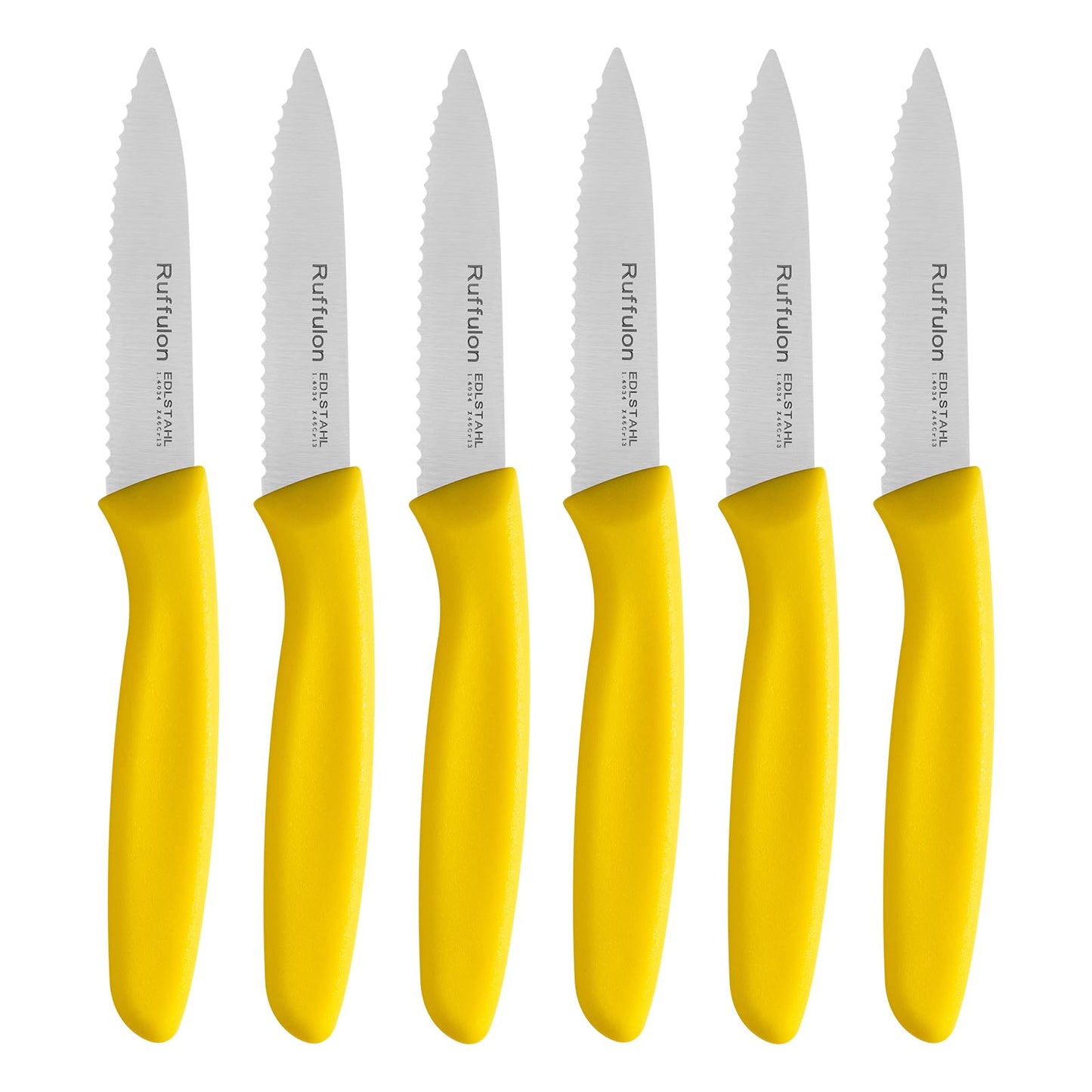 Serrated Paring Knife,Stainless Steel,6 Piece Fruit Knife,Colorful