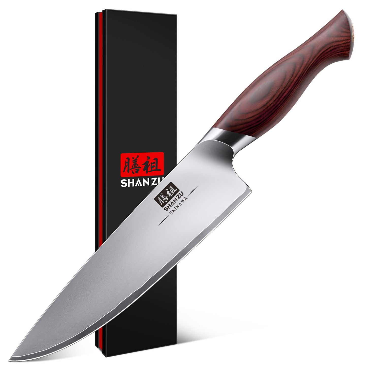 7 In Chef Knife,SHAN ZU 10Cr15Mov High Carbon Stainless Steel Santoku Knife