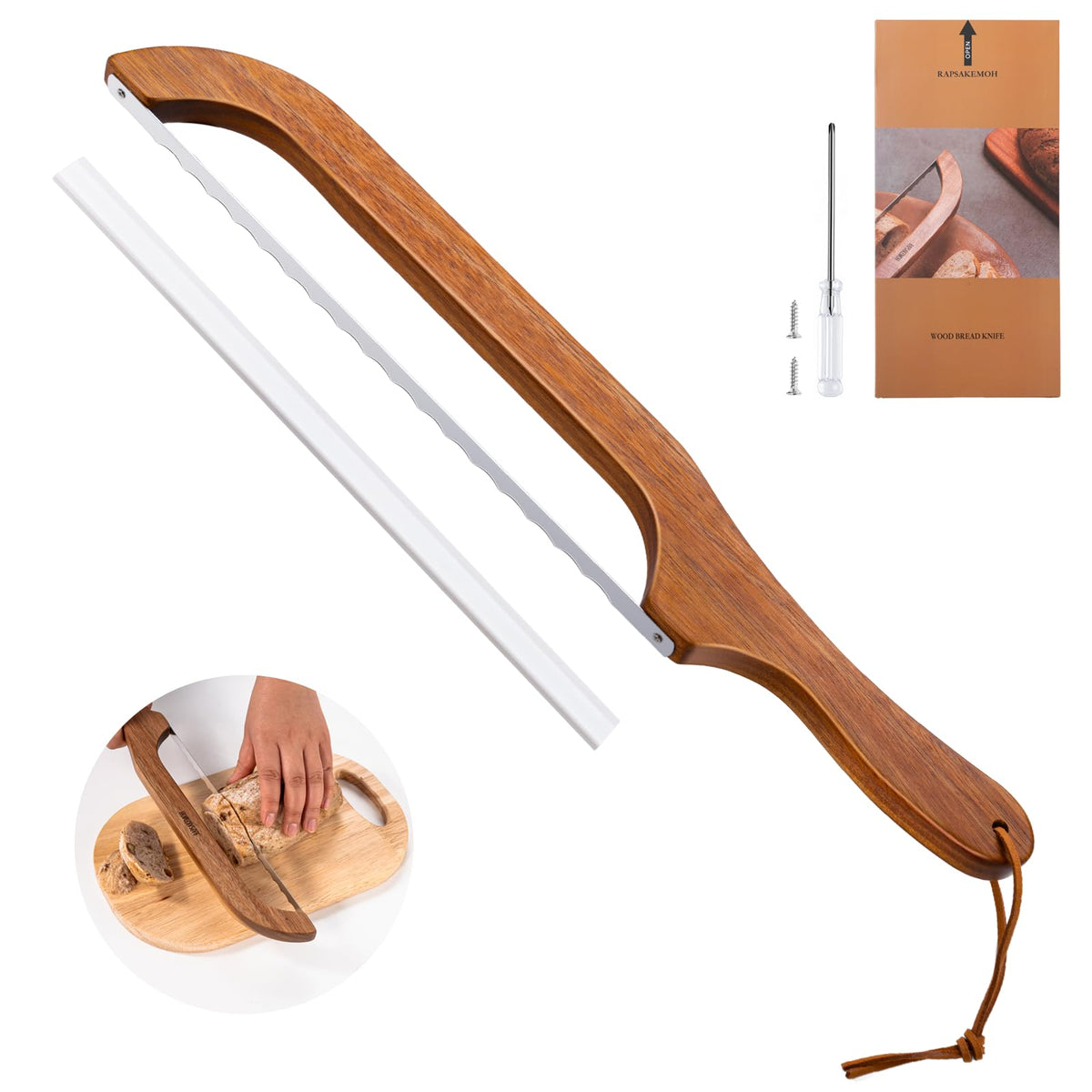 RAPSAKEMOH Sourdough bread knife,Bread Slicer for Homemade,Even Slicing