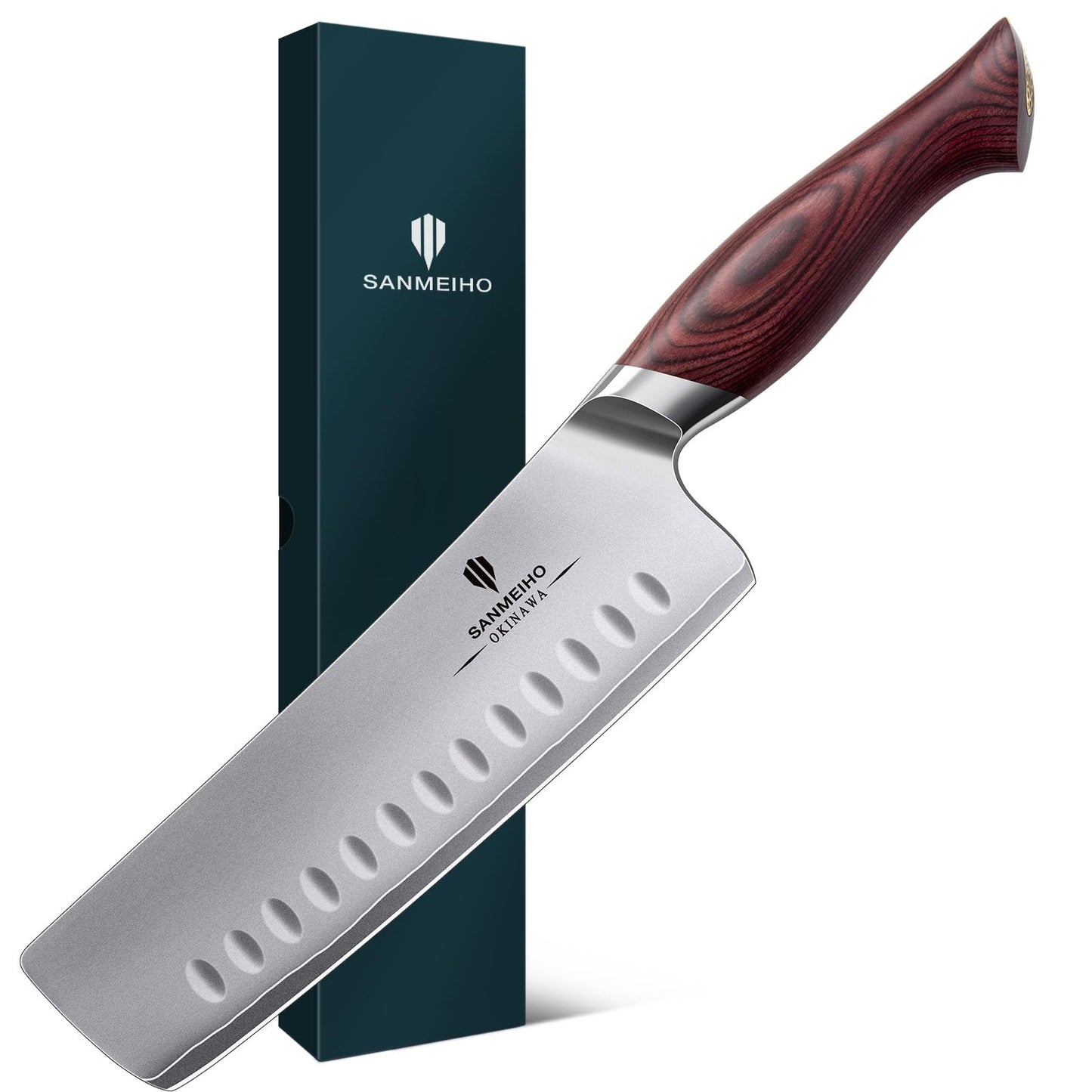 7 Inch Chef Santoku Knife, High Carbon 10Cr15Mov Stainless Steel