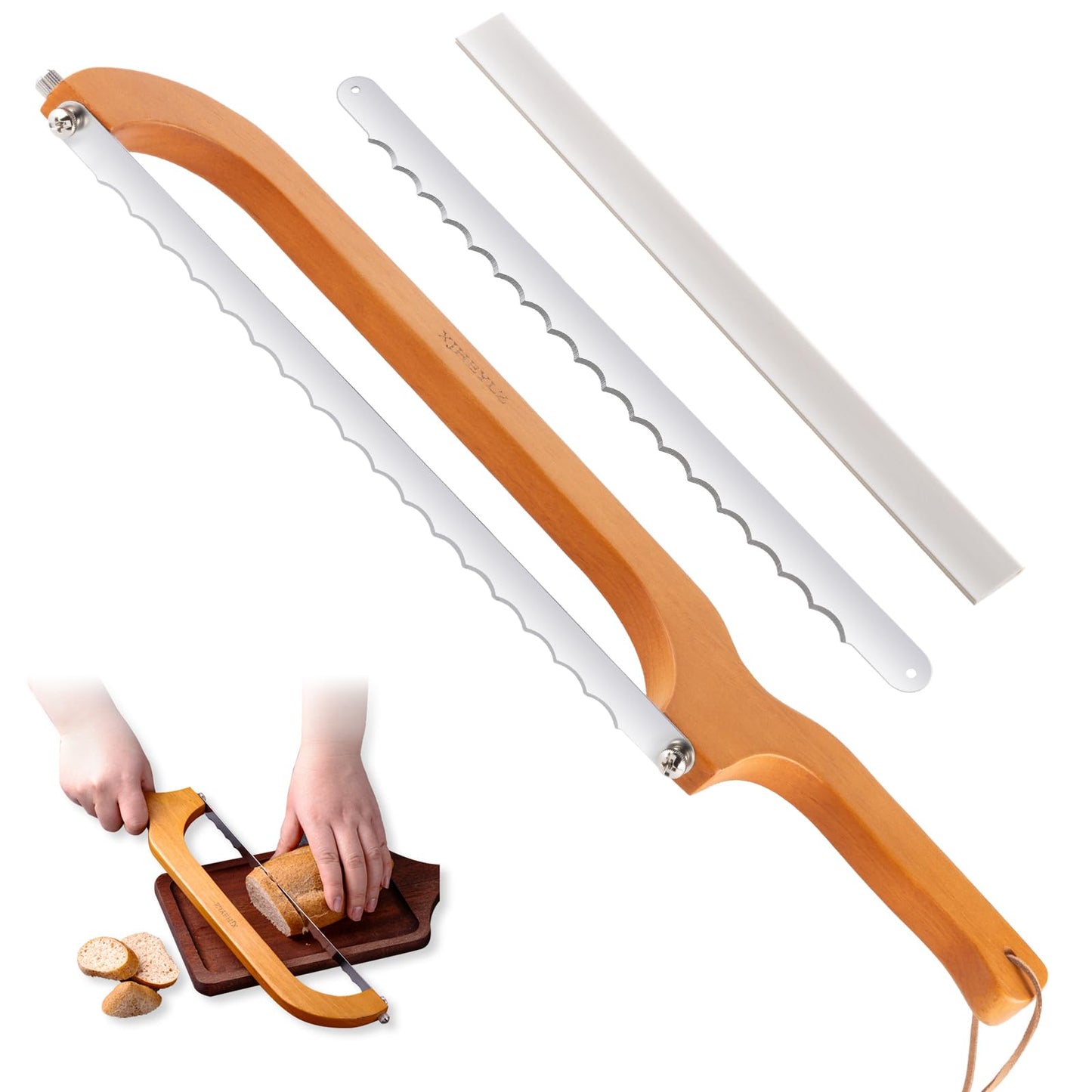 Sourdough bread knife,Bread slicer for homemade bread,(1,brown)