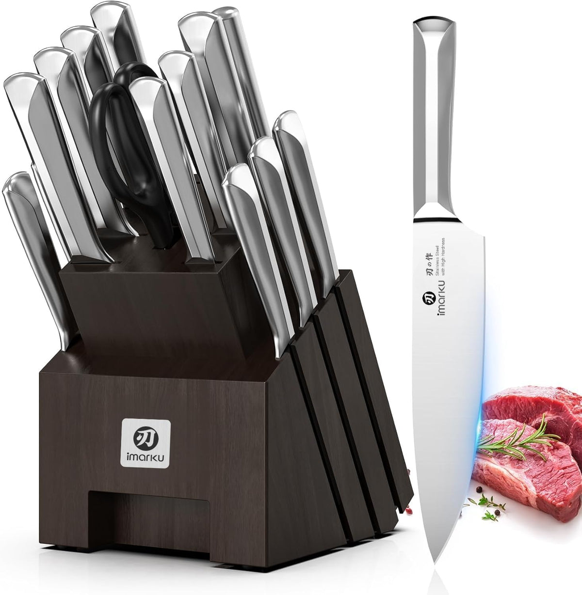 imarku Santoku Knife 7 Inch, Japanese Sharp High Carbon Stainless Steel