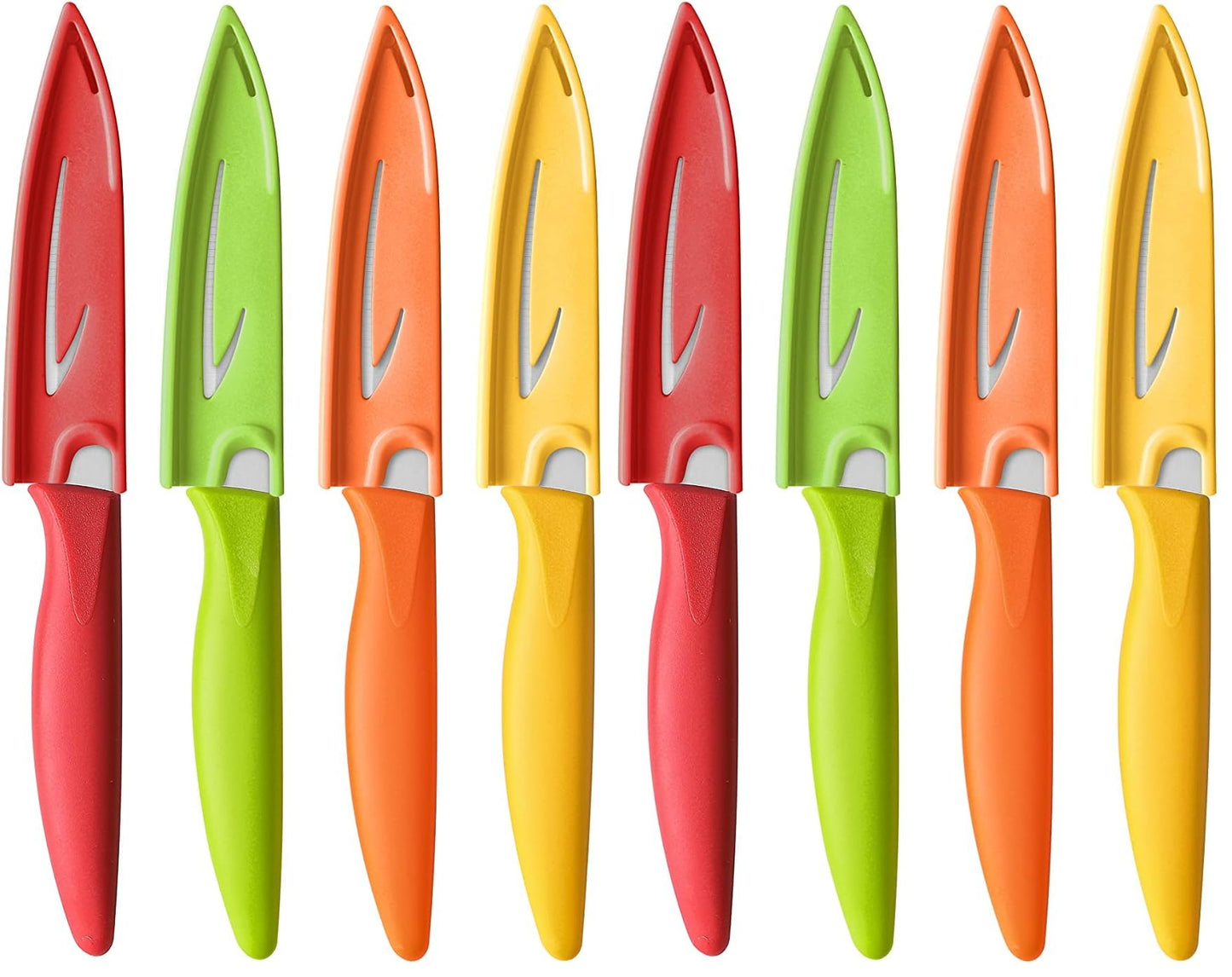 VITUER Paring knife, 4PCS Paring knives (4 Knives and 4 Knife cover), 4 Inch Peeling Fruit and Vegetable Knife, Ultra Sharp Kitchen Knives, German Steel, PP Plastic Handle