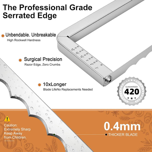 Upgrade Bread Knife for Homemade Bread, Sourdough Bread Slicer with 6 Thickness Guide & Razor Sharp Stainless Blade, Manual Bow Cutter for Bagels and Baguettes
