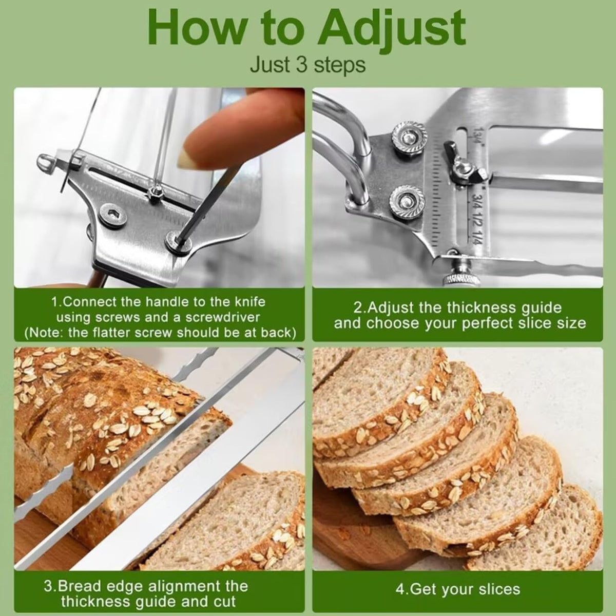 2026 Upgrade Adjustable Bread Knife, Bread Slicer for Homemade & Sourdough Loaves, Razor-Sharp Cutter for Crusty Sourdough & Baguette with Precision Thickness Guide, Best for Bakers (Yellow)