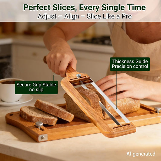 Adjustable Bread Slicer – Serrated Stainless Steel Blade