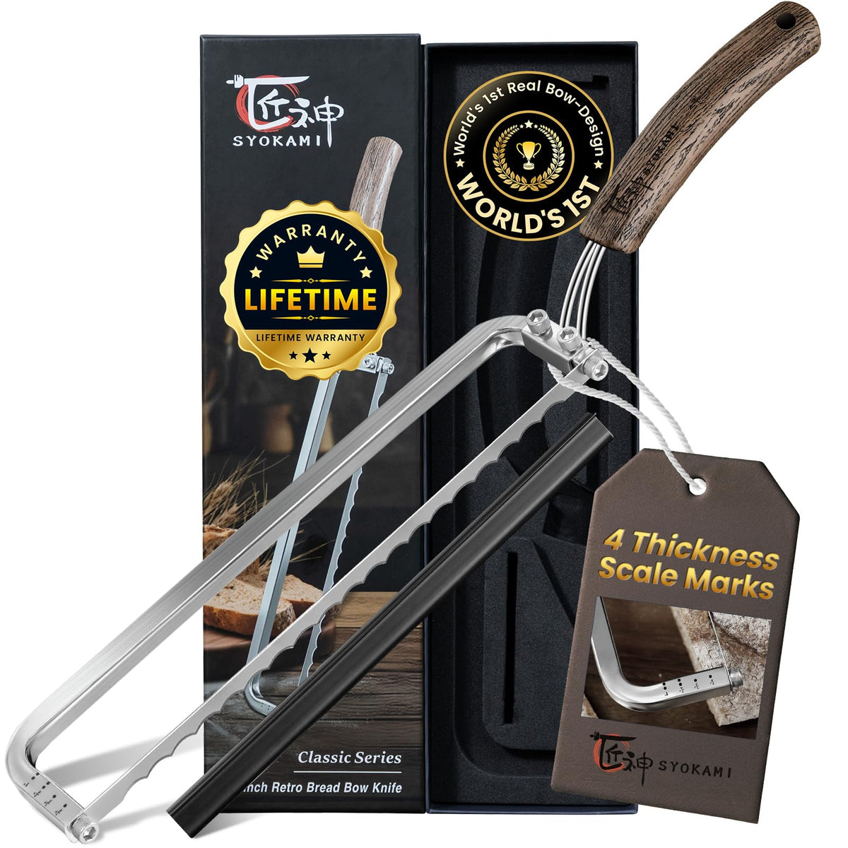 SYOKAMI 2026 Upgrade Bread Knife for Homemade Bread, World's 1st Bow-Design