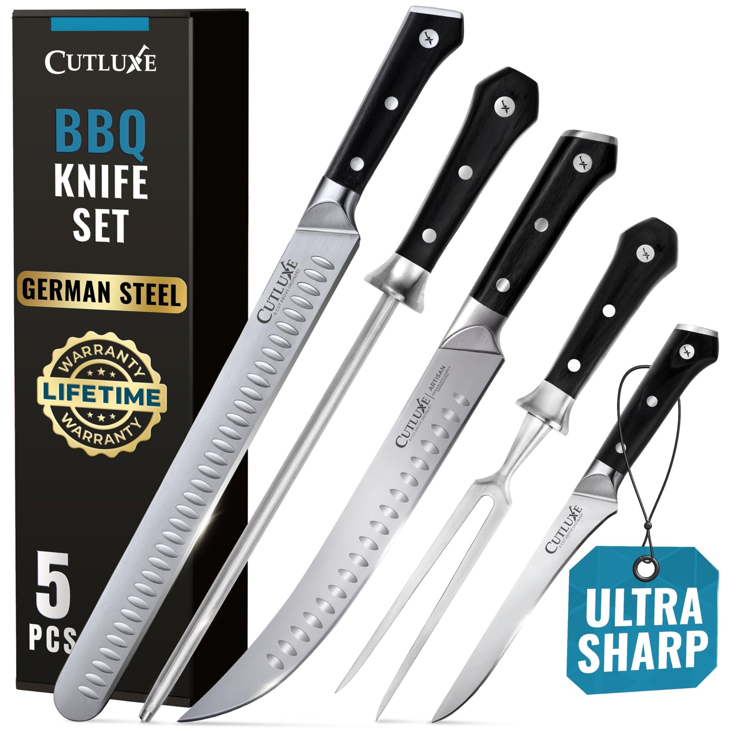Cutluxe Carving Knife Set, Brisket Slicing & Boning Knife for Meat & BBQ