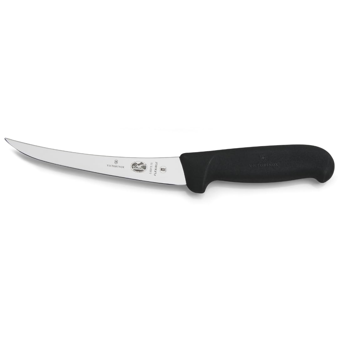Victorinox Victorinox swiss army cutlery fibrox pro curved boning knife semistiff blade, 5.5 Pound, Black, 6" Boning, Silver/Black