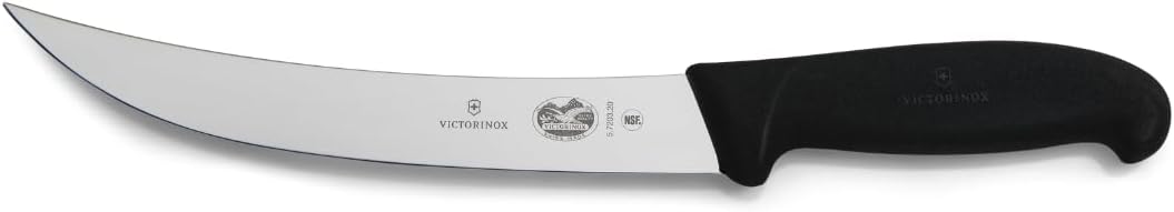 Victorinox Fibrox 8-Inch Curved Breaking Knife - Pro Butcher Slicing Knife