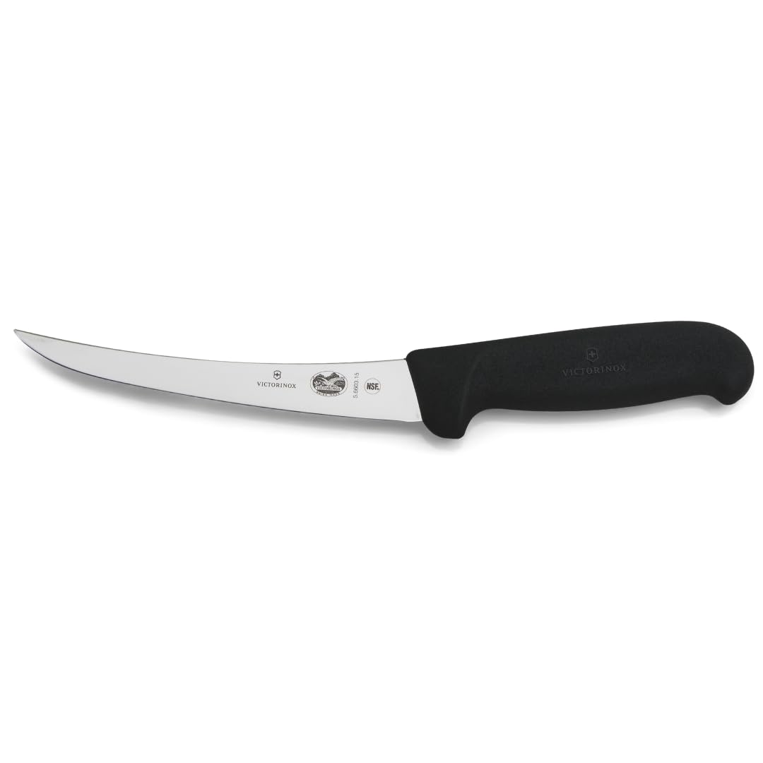 Victorinox Fibrox 6 Inch Flexible Boning Knife, Straight Blade, Black