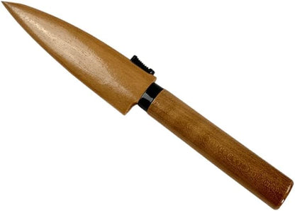 Japanese Paring Knife 4-Inch, High Carbon Stainless Steel Fruit Knife with Wooden Handle and Sheath, Small Utility Kitchen Knife for Peeling, Coring, Mincing, Made in Japan