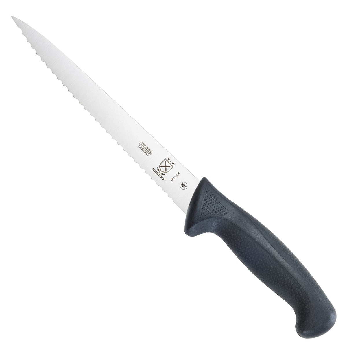Mercer Culinary M22408 Millennia Black Handle, 8-Inch Offset Wavy Edge, Bread Knife
