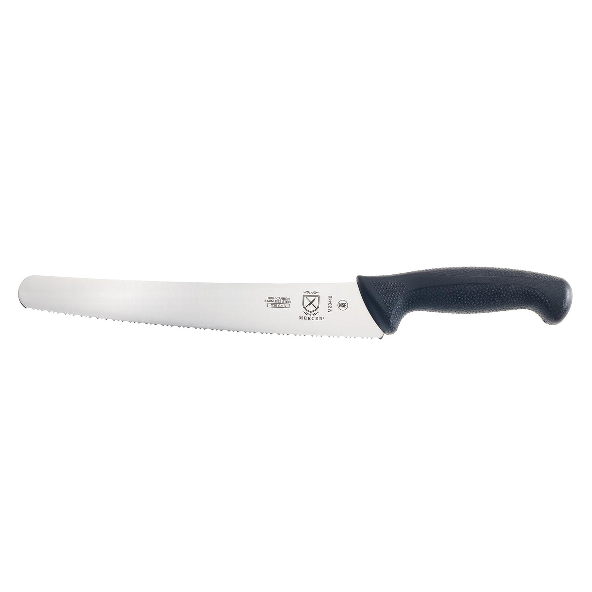 Mercer Culinary M22408 Millennia Black Handle, 8-Inch Offset Wavy Edge, Bread Knife