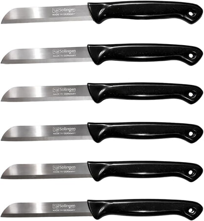 Quantity 6 Pcs Paring Knife Set – Sharp Serrated German Stainless Steel Solingen Kitchen Knives – Best Utility Chef Knives for Fruit & Vegetable Cutting, Multi Color