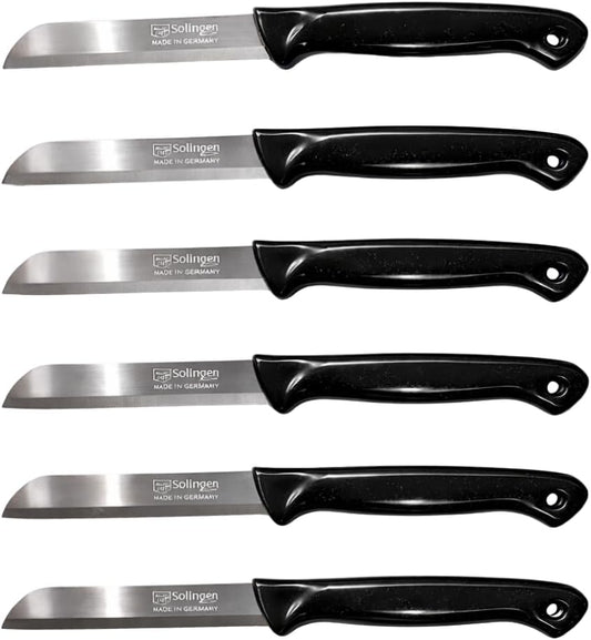 Quantity 6 Pcs Paring Knife Set – Sharp Serrated German Stainless Steel Solingen Kitchen Knives – Best Utility Chef Knives for Fruit & Vegetable Cutting, Multi Color