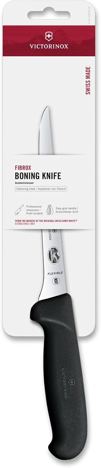 Victorinox Fibrox 6 Inch Flexible Boning Knife, Straight Blade, Black