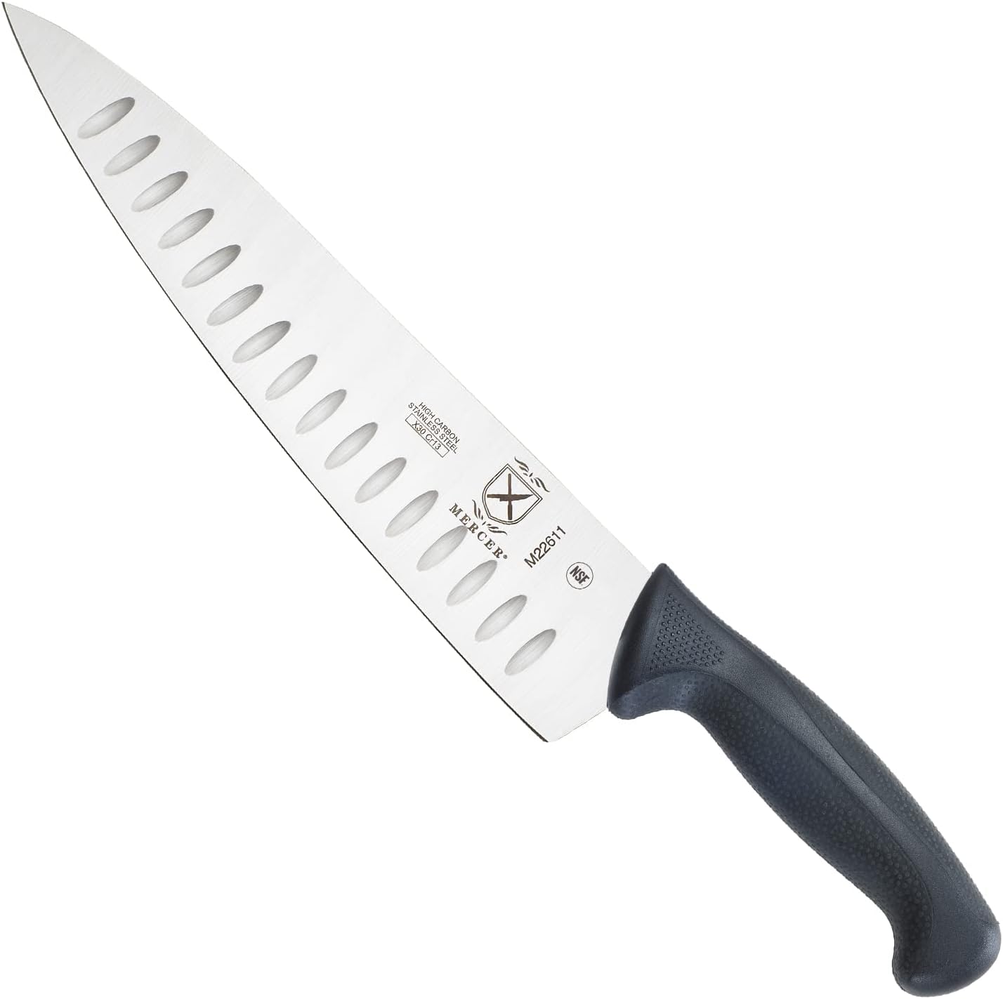 Mercer Culinary M22707 Millennia Black Handle, 7-Inch Granton Edge, Santoku Knife