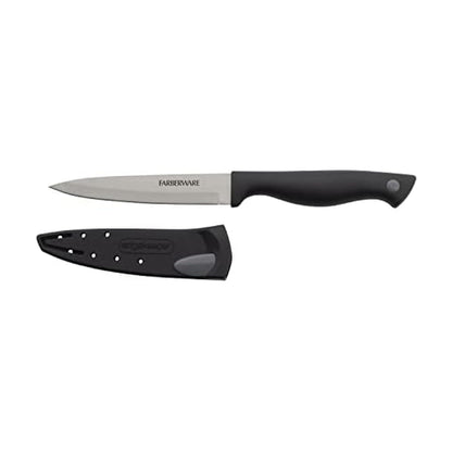 Farberware Edgekeeper 3.5-Inch Paring Knife with Self-Sharpening Blade Cover, High Carbon-Stainless Steel Kitchen Knife with Ergonomic Handle, Razor-Sharp Knife, Black