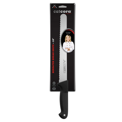 CAT CORA Offset Serrated Bread Knife, Professional 9-Inch German Steel Blade For Homemade Sourdough, Artisan Bread Slicing, or Cake Cutting, Ergonomic Soft-Grip Handle, NSF-Certified Kitchen Knife