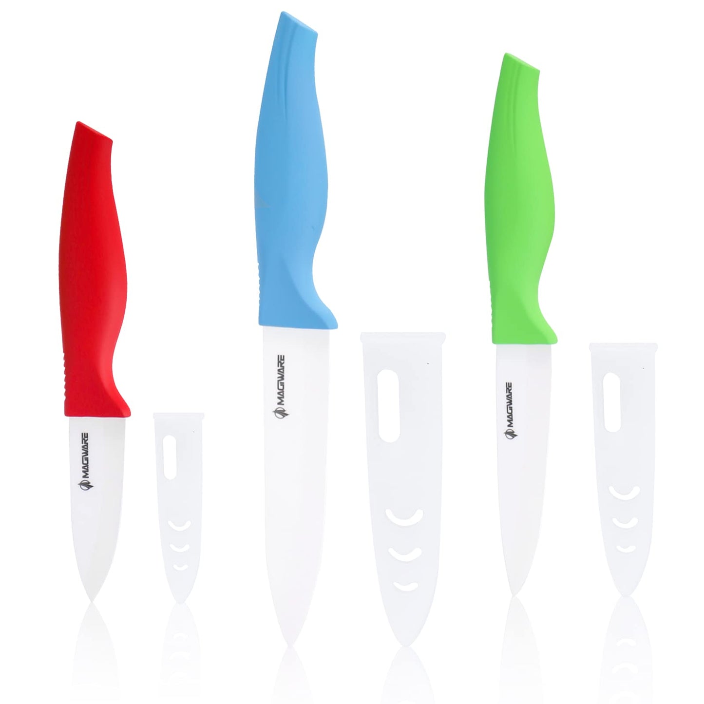 Magiware 6-Piece Paring Knife Set with Sheaths-Ceramic Blade Sharp Rust Proof Stain Resistant (include 5inch Utility Knife, 4inch Fruit Knife,3inch Paring Knifes)-Black (win0529)