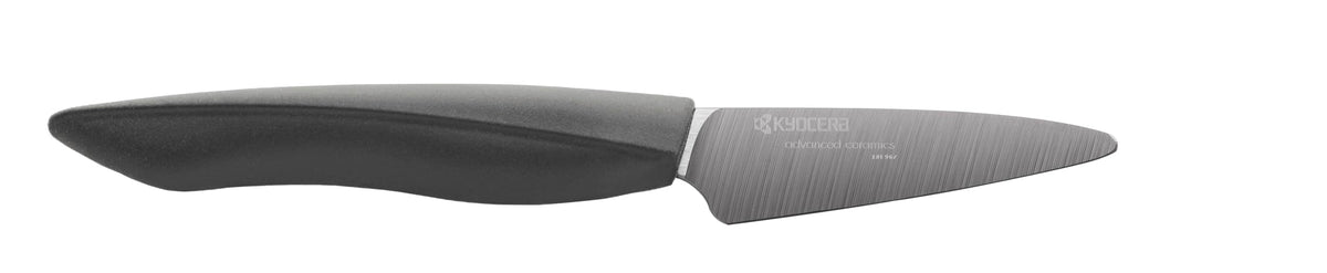 Kyocera Innovation Series Ceramic 6" Chef's Santoku Knife with Soft Touch Ergonomic Handle, Black Blade, Black Handle