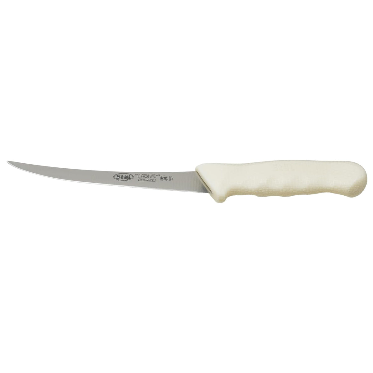Winco 6" White Plastic Boning Knife with Handle