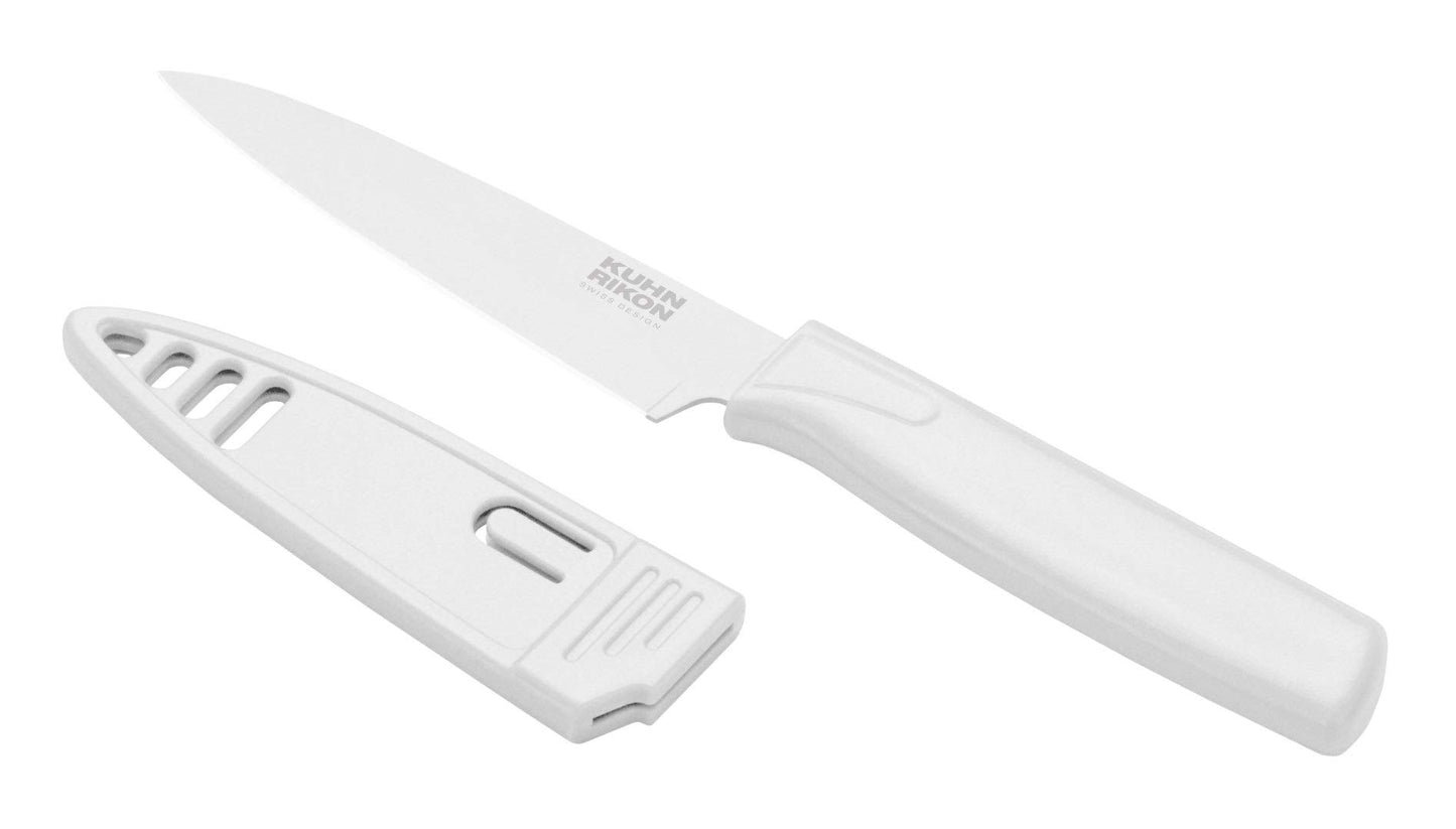 Kuhn Rikon Colori® Paring Knife – 4 Inch Japanese Stainless Steel, Nonstick Blade, Ergonomic Handle & Sheath, Rainbow