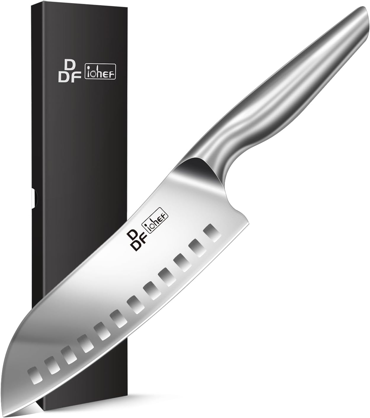Chef Knife 7 Inch, High-Carbon Stainless Steel Santoku, Dishwasher Safe