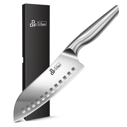 Chef Knife 7 Inch, High-Carbon Stainless Steel Santoku, Dishwasher Safe