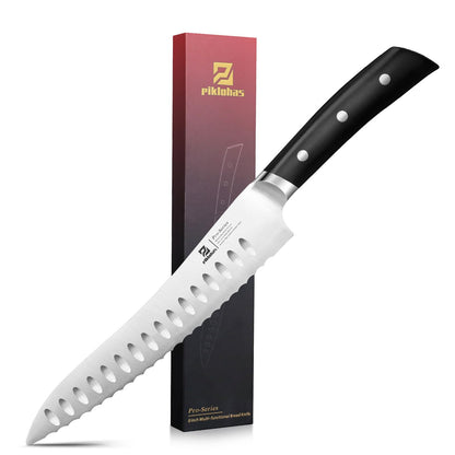 Piklohas Resharpenable Bread Knife for Homemade Bread, 10 Inch Serrated Sourdough Knife with Offset Handle, Innovative Wavy Edge for Clean Slices Crusty Bread, Bagels, Pineapple & Tomatoes, Gift Box | Serrated Sourdough Knife with Offset Handle, Innovativ