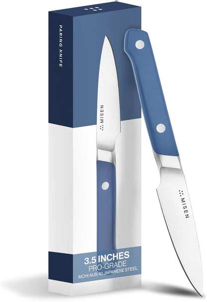 Misen 3.5‑Inch Paring Knife 2.0 - AICHI ACUTO440 High‑Carbon Stainless Steel, Rust‑Proof Blade - Ergonomic Spine, Precision Peeling, Trimming, and Slicing - Lightweight & Versatile - Black