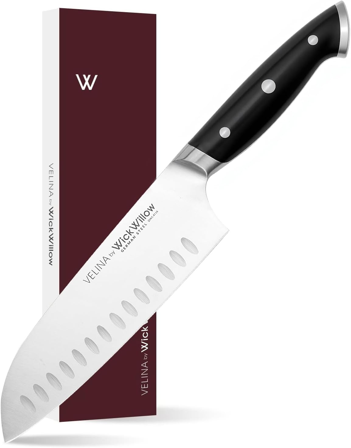 WICKWILLOW 7” Santoku Knife – Sharp Forged German Steel Kitchen Knife