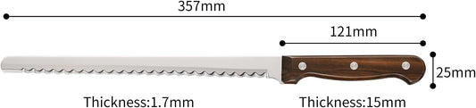 Serrated Bread Knife, Premium Stainless Steel Wavy Edge Kitchen Knife, Ultra Sharp Non-Stick Cutting Blade with Ergonomic Handle, Multipurpose Kitchen Cutlery for Slicing Bread Cake Pastry
