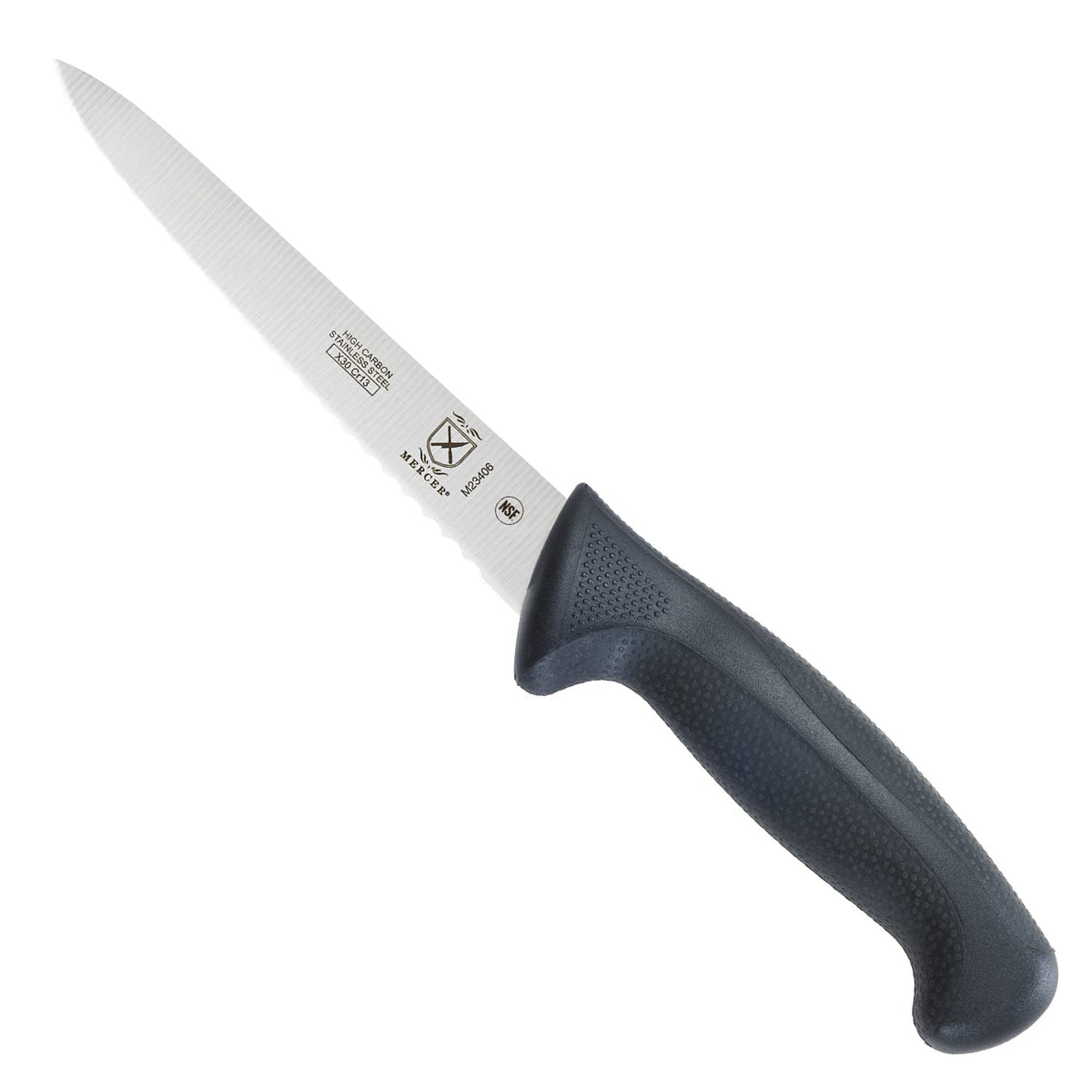 Mercer Culinary M22408 Millennia Black Handle, 8-Inch Offset Wavy Edge, Bread Knife