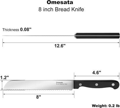 Omesata Bread Knife, Serrated Bread Knives for Homemade Bread Sourdough