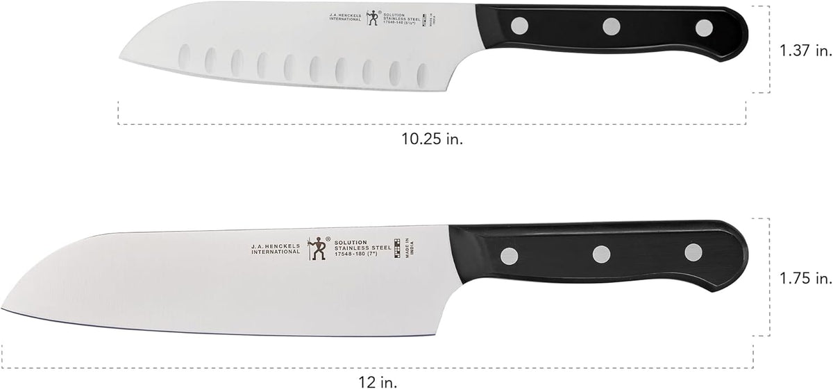 Henckels Solution 2-Pc Santoku Knife Set, Razor-Sharp, German Engineered