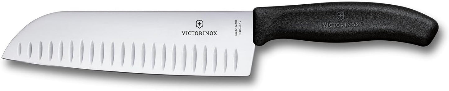 Victorinox Swiss Classic 7 Inch Santoku knife, Granton Blade, Black