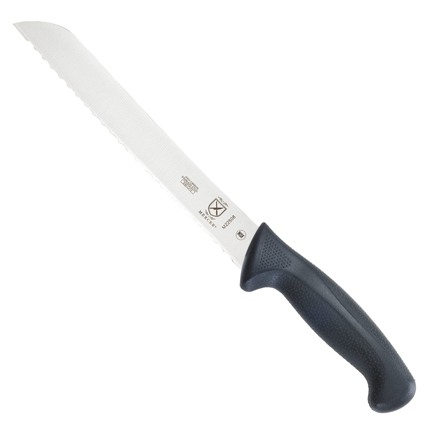 Mercer Culinary M22408 Millennia Black Handle, 8-Inch Offset Wavy Edge, Bread Knife