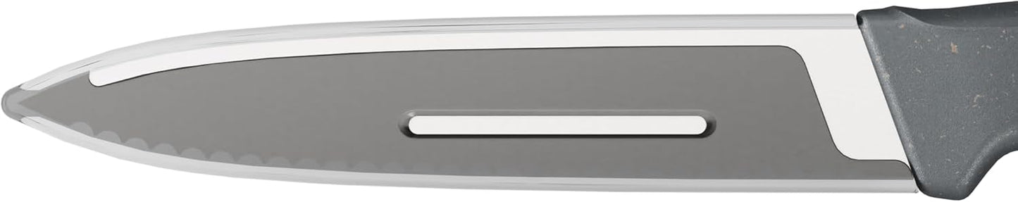 Zyliss Serrated Paring Knife – German Stainless Steel Blade with Sustainable Wheat Straw NonSlip Handle – Blade Guard Included – Dishwasher Safe – 3.9 inches - Gray