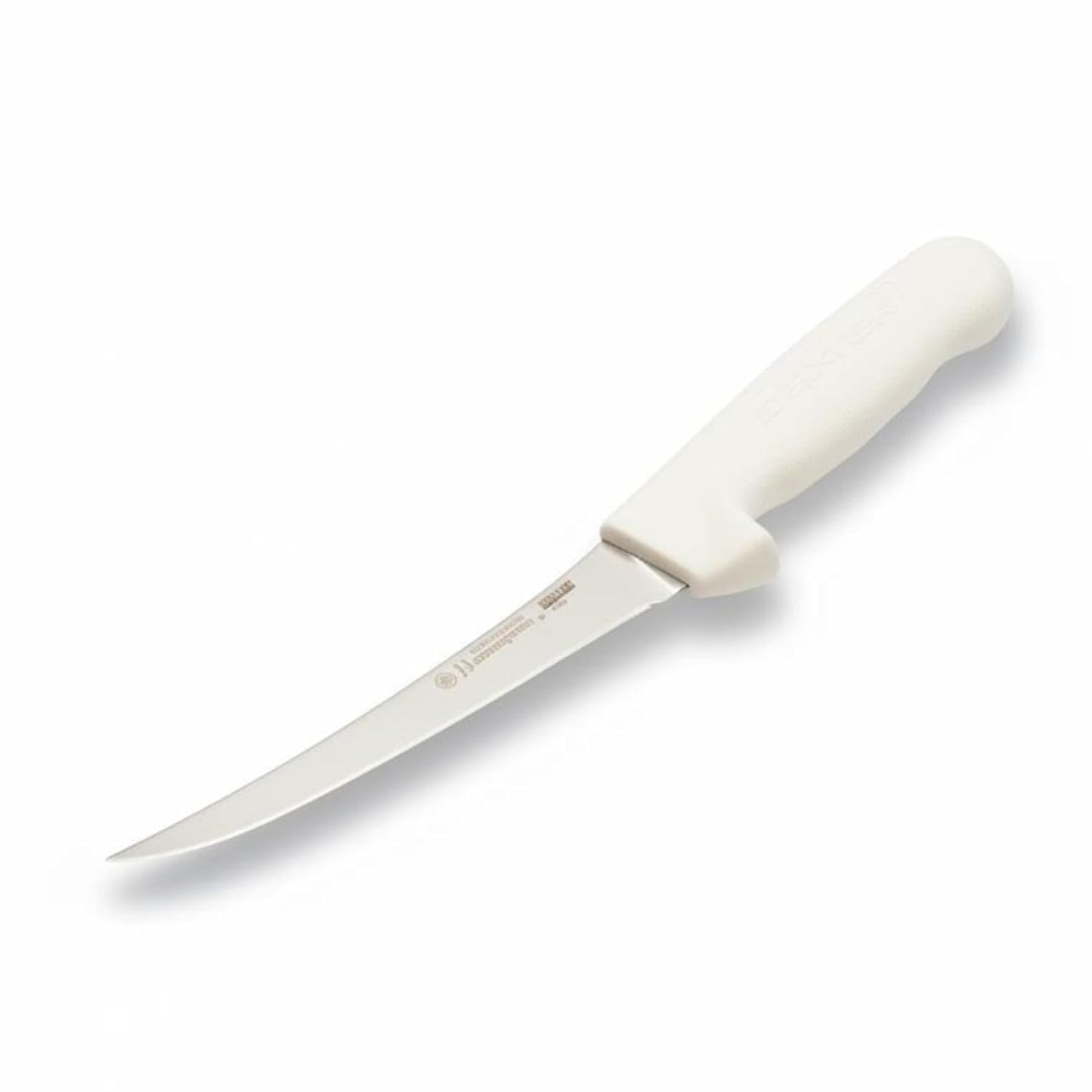 Dexter Russell 1483 Boning Knife, 6" Flexible Curved High Carbon Stain-Free Steel Blade, Textured Non-Slip White Polypropylene Handle, Professional Butcher and Fillet Knife, Made in USA, NSF Certified