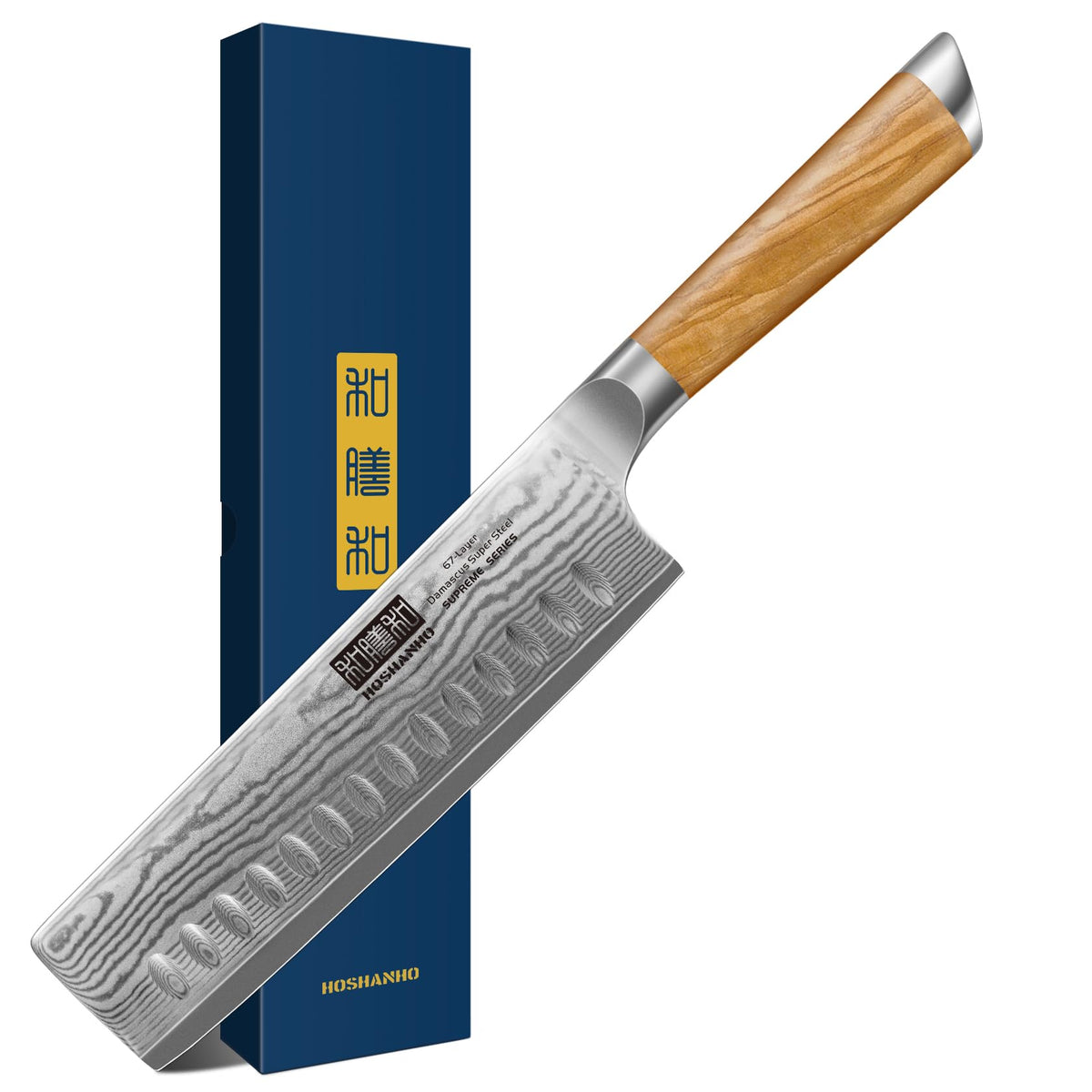 HOSHANHO Damascus Santoku Knife 7", Sharp Chef Knife, Ergonomic Wood Handle