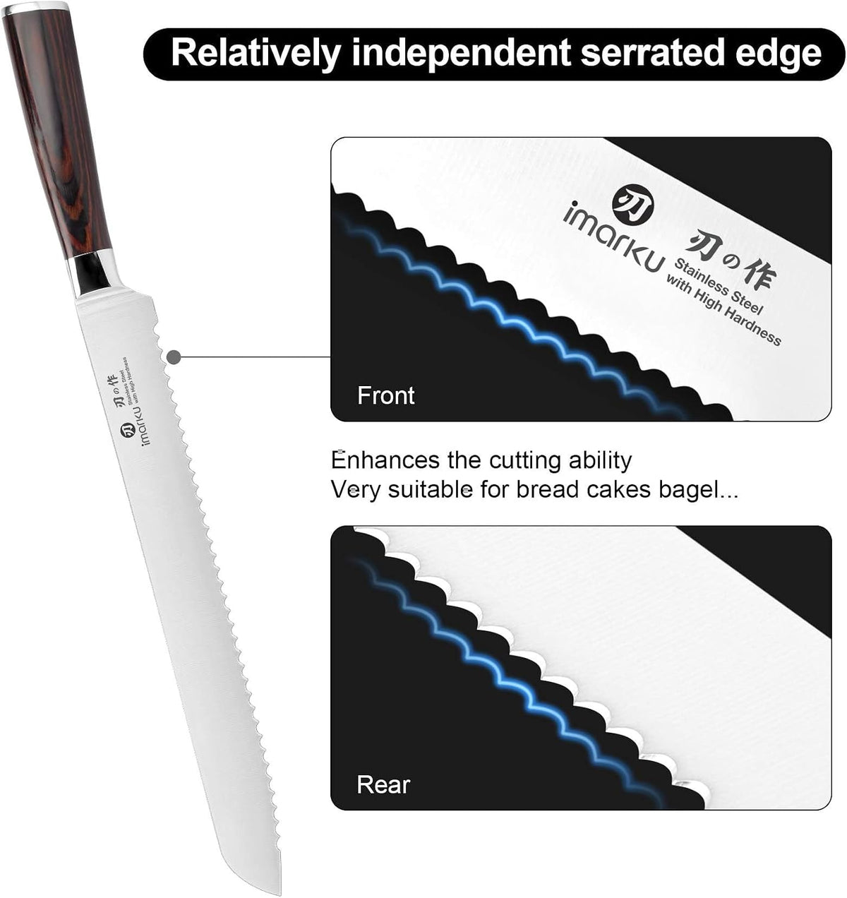 imarku Bread Knife,10 In German Professional Homemade Bread Slicing Knife