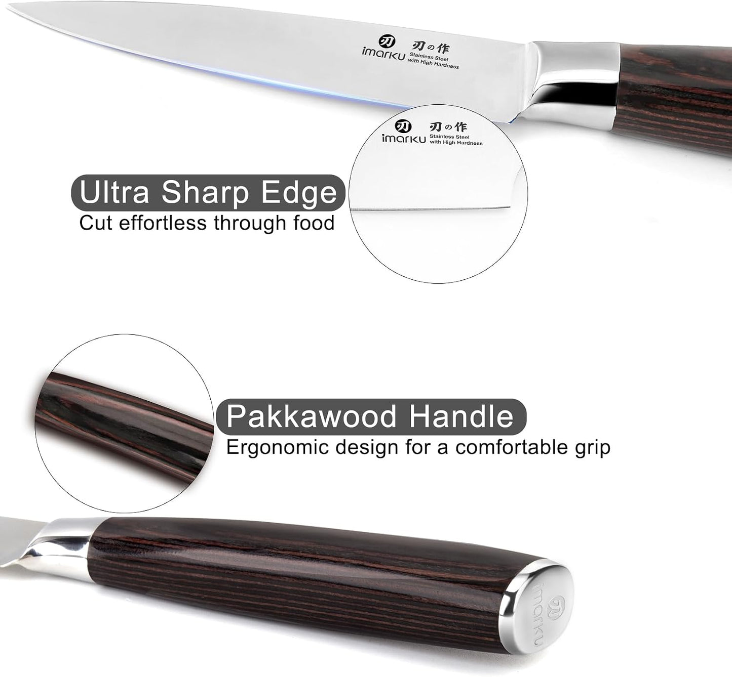 imarku Paring Knife 3.5 Inch, Japanese High Carbon Stainless Steel