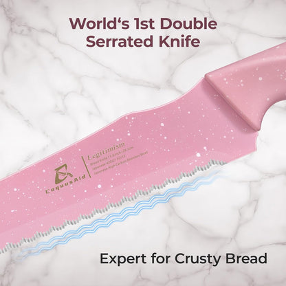 CoquusAid Bread Knife for Homemade Bread, World's 1st Double Serrated Knife