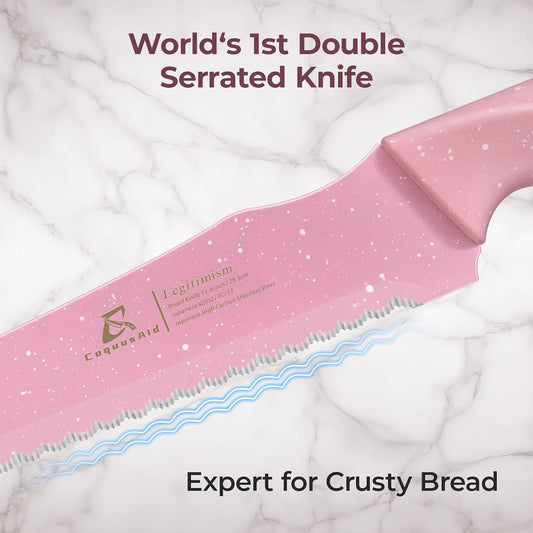 CoquusAid Bread Knife for Homemade Bread, World's 1st Double Serrated Knife
