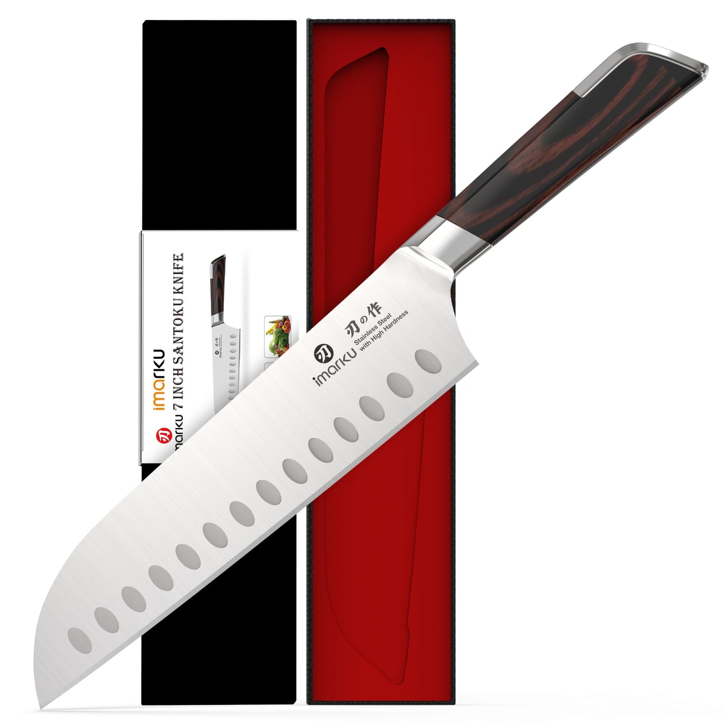 imarku Santoku Knife 7 Inch, Japanese Sharp High Carbon Stainless Steel