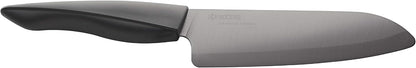 Kyocera Innovation Series Ceramic 6" Chef's Santoku Knife with Soft Touch Ergonomic Handle, Black Blade, Black Handle